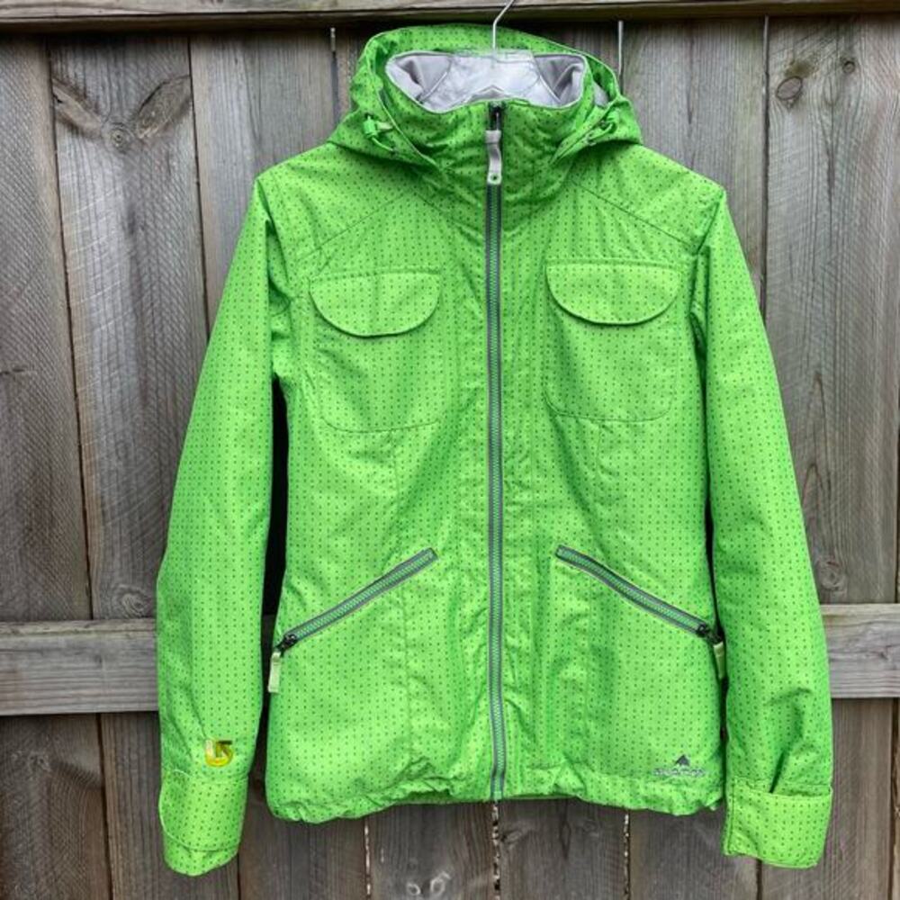 Burton Women Ski Snowboarding Dry Ride Coat‎ Jacket Green Small Full Zip Pockets